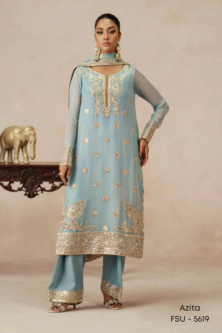 Picture of Freesia - Mehrun Luxury Chiffon Collection - FSU-5619 Azita - Unstitched - Available at Raja Sahib