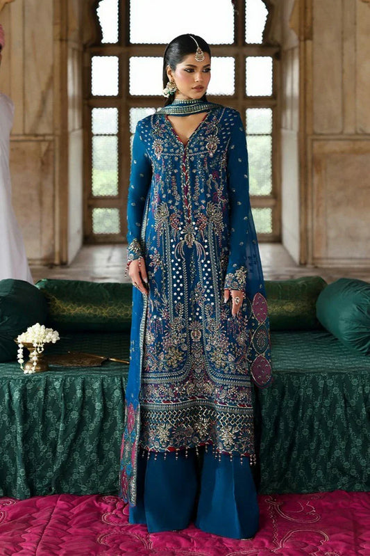Picture of Emaan Adeel - Romansiyyah Luxury Formals - 09 ZARQ - Unstitched - Available at Raja Sahib