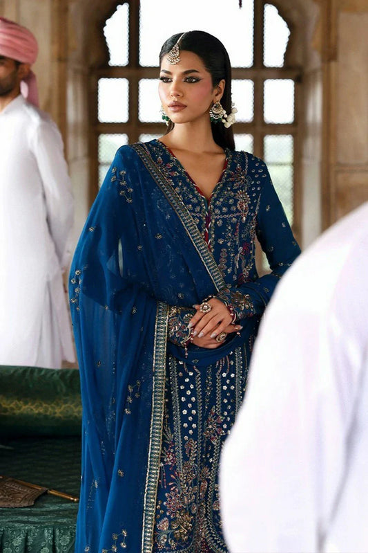 Picture of Emaan Adeel - Romansiyyah Luxury Formals - 09 ZARQ - Unstitched - Available at Raja Sahib