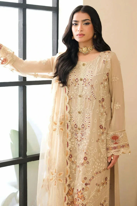 Picture of Waresha - Formal Era Collection - WFE-02-DESERT ROSE - Unstitched - Available at Raja Sahib