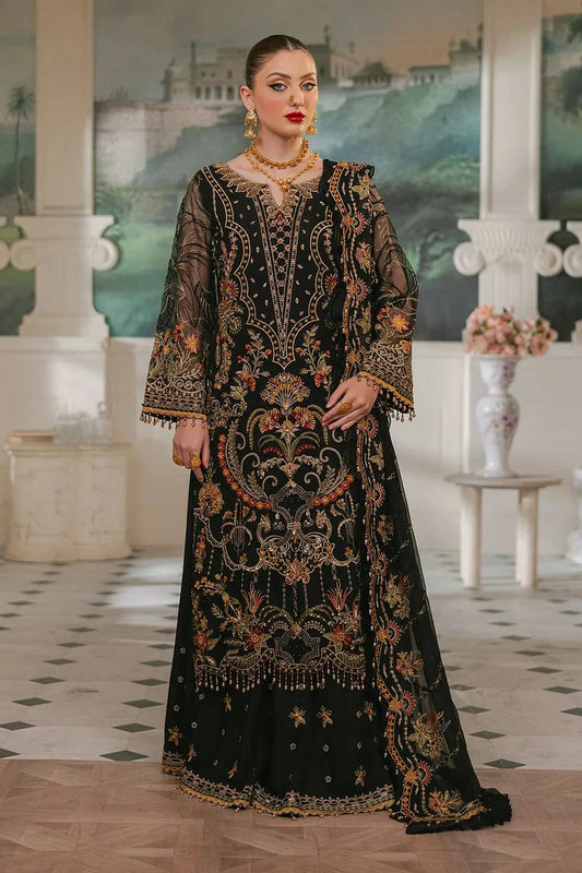 Picture of Raeesa - Ada Luxury Chiffon Collection - HU-46 Black Swan - Unstitched - Available at Raja Sahib