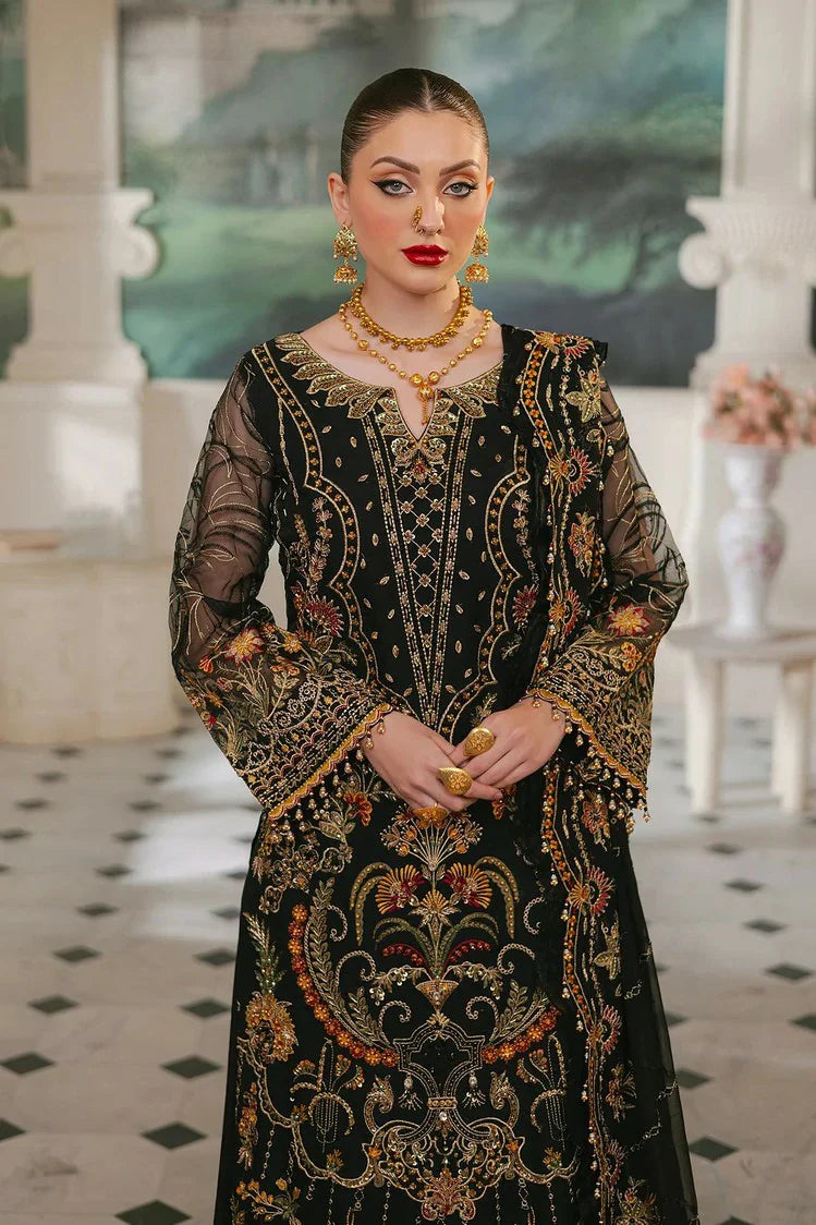 Picture of Raeesa - Ada Luxury Chiffon Collection - HU-46 Black Swan - Unstitched - Available at Raja Sahib