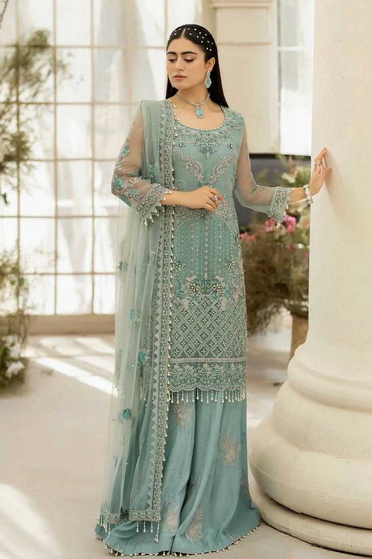 Picture of Raeesa - Dehleez Luxury Chiffon Collection Vol 2 - DL-1013 Caribbean Coast - Unstitched - Available at Raja Sahib