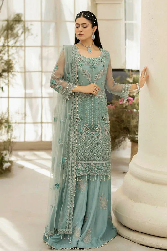 Picture of Raeesa - Dehleez Luxury Chiffon Collection Vol 2 - DL-1013 Caribbean Coast - Unstitched - Available at Raja Sahib