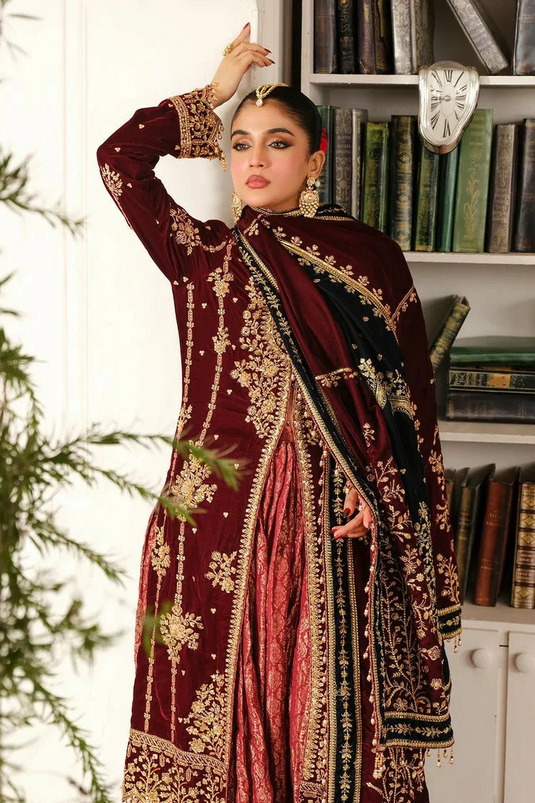 Picture of Raeesa - Sheen Luxury Velvet - HV-03-Sitara - Unstitched - Available at Raja Sahib