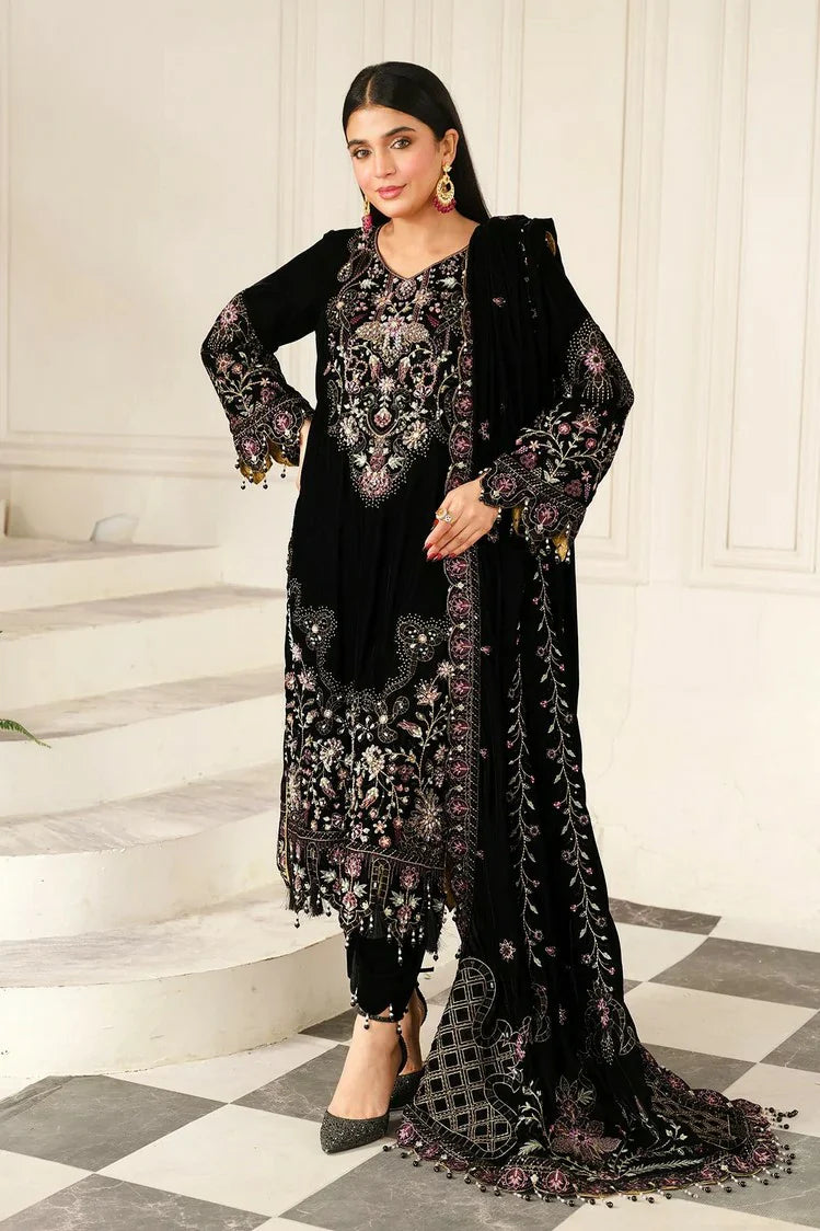 Picture of Raeesa - Sheen Luxury Velvet - HV-04-Noir - Unstitched - Available at Raja Sahib