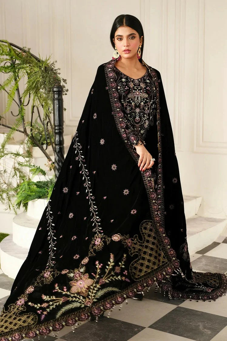 Picture of Raeesa - Sheen Luxury Velvet - HV-04-Noir - Unstitched - Available at Raja Sahib