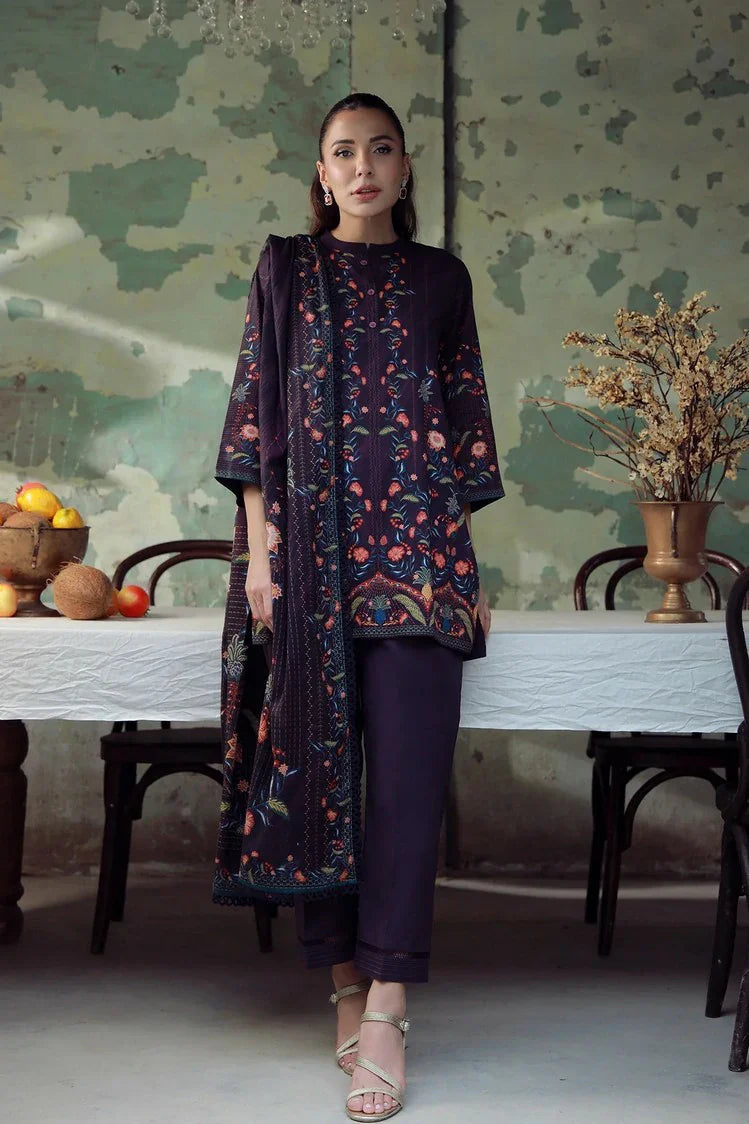 Picture of Sahar - Elara Fall Winter Printed Collection - AW1-25-04-Royal Plum - Unstitched - Available at Raja Sahib