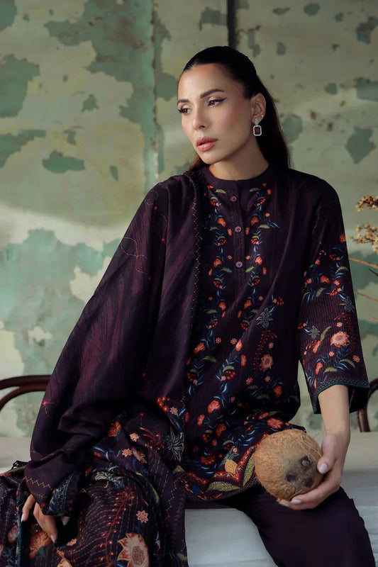 Picture of Sahar - Elara Fall Winter Printed Collection - AW1-25-04-Royal Plum - Unstitched - Available at Raja Sahib