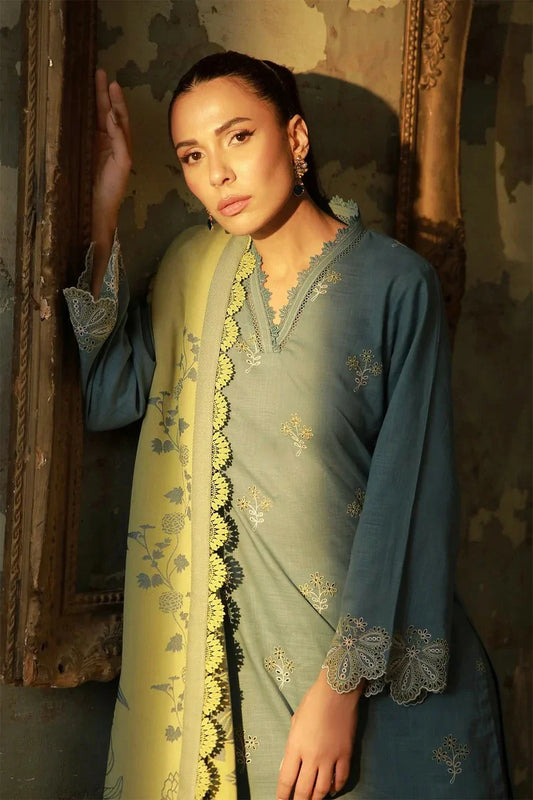 Picture of Sahar - Fall Embroidered Edit - AW1-25-13-Aqua Meadow - Unstitched - Available at Raja Sahib
