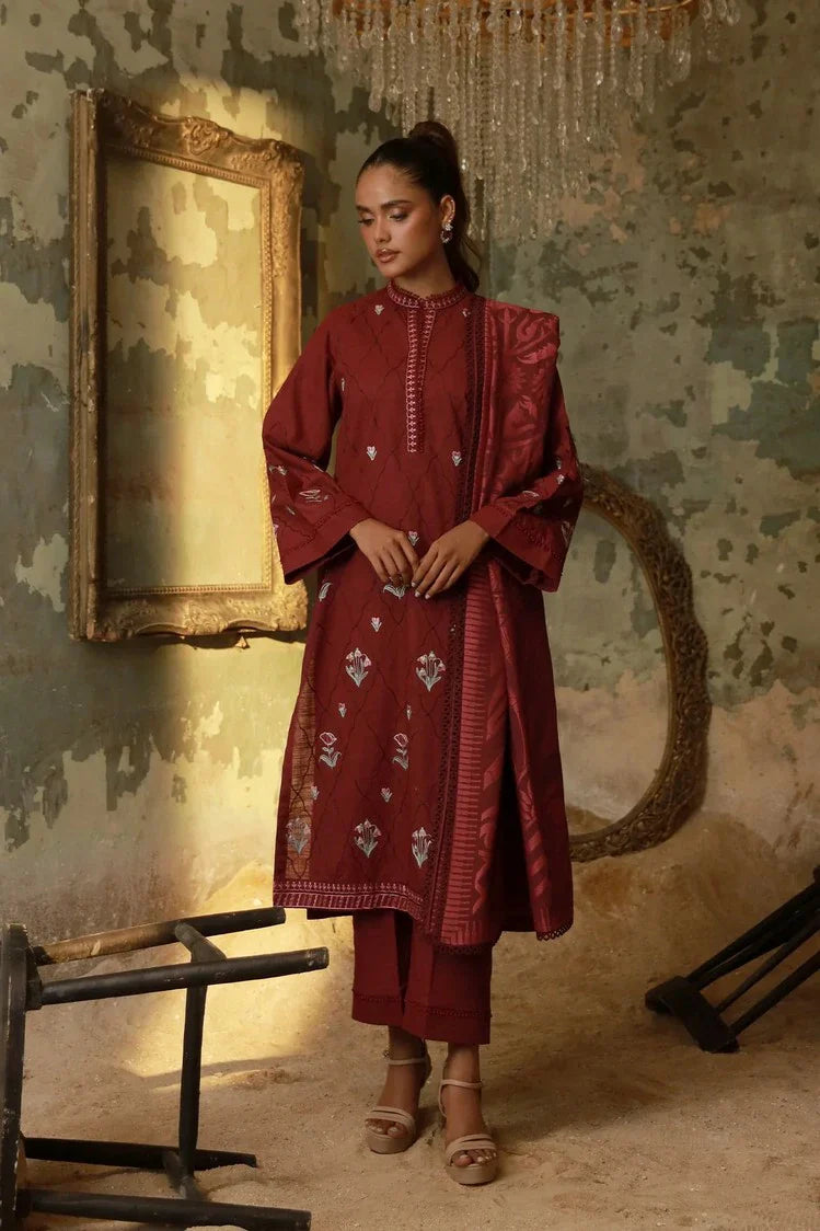 Picture of Sahar - Fall Embroidered Edit - AW1-25-14-Royal Berry - Unstitched - Available at Raja Sahib