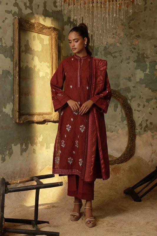 Picture of Sahar - Fall Embroidered Edit - AW1-25-14-Royal Berry - Unstitched - Available at Raja Sahib
