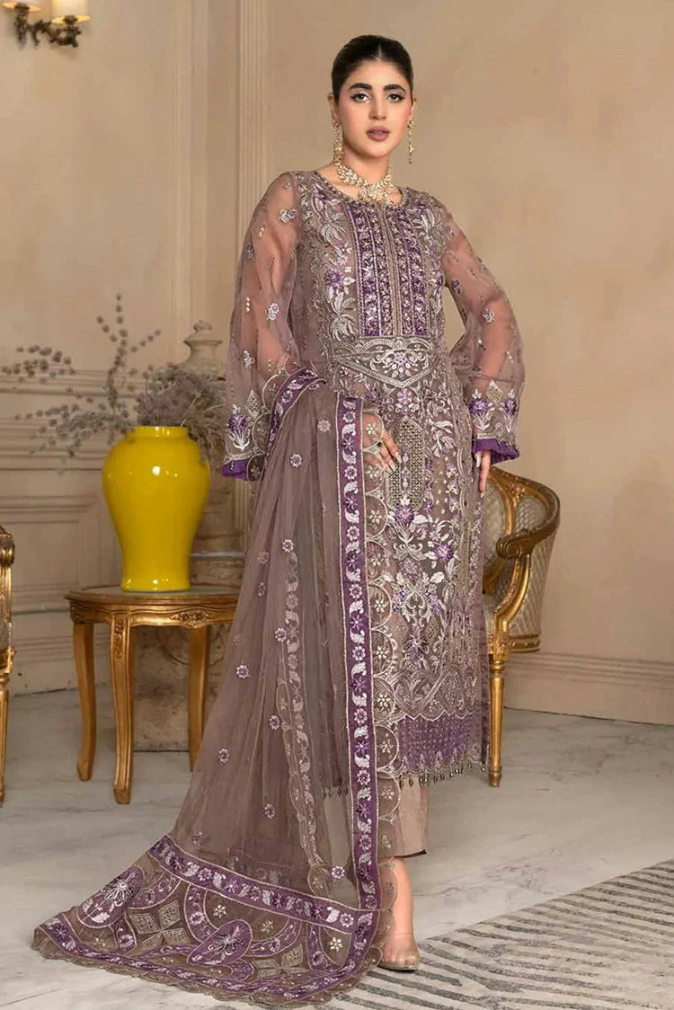 Picture of Janique - Embellish Luxury Collection Vol 7 - Design-03 Tyrian Purpel - Unstitched - Available at Raja Sahib