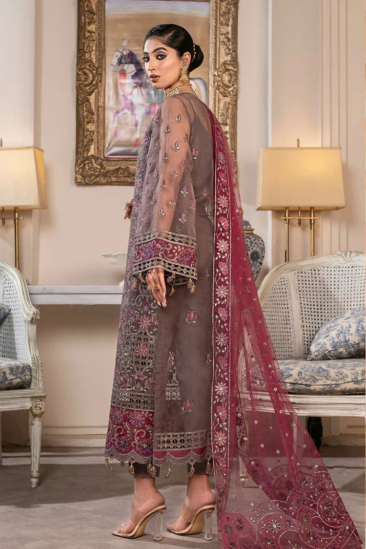 Picture of D 002 Burgundy Orchid JJ Embellished Luxury Collection Vol 2 - Available at Raja Sahib