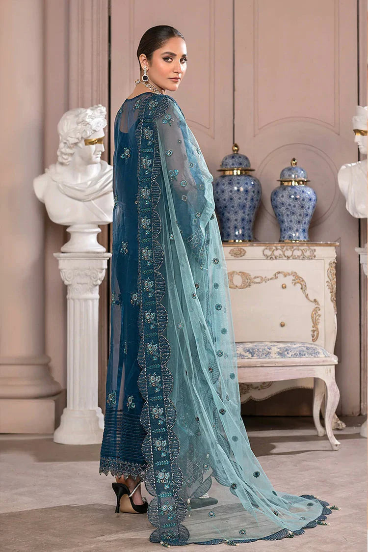 Picture of D 008 Azure Blue JJ Embellished Luxury Collection Vol 2 - Available at Raja Sahib