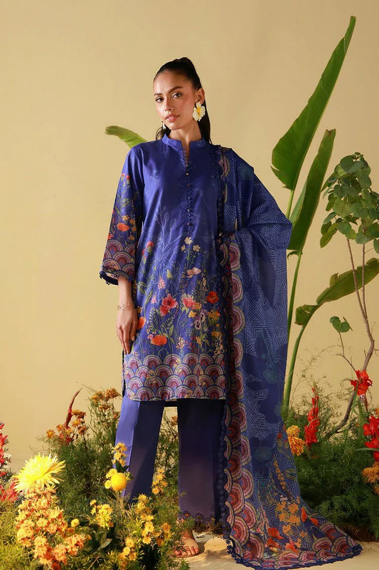 Sahar - Mirha Printed Lawn Collection - SS1-26-10-Royal Cobalt - Unstitched