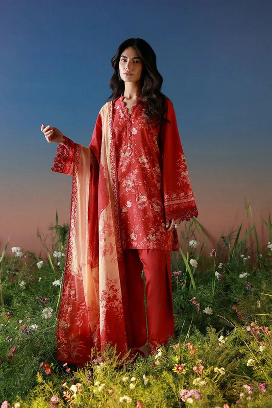 Sahar - Mirha Printed Lawn Collection - SS1-26-11-Crimson Heirloom - Unstitched