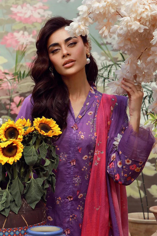 Sahar - Mirha Printed Lawn Collection - SS1-26-12-Lavender Whisper - Unstitched