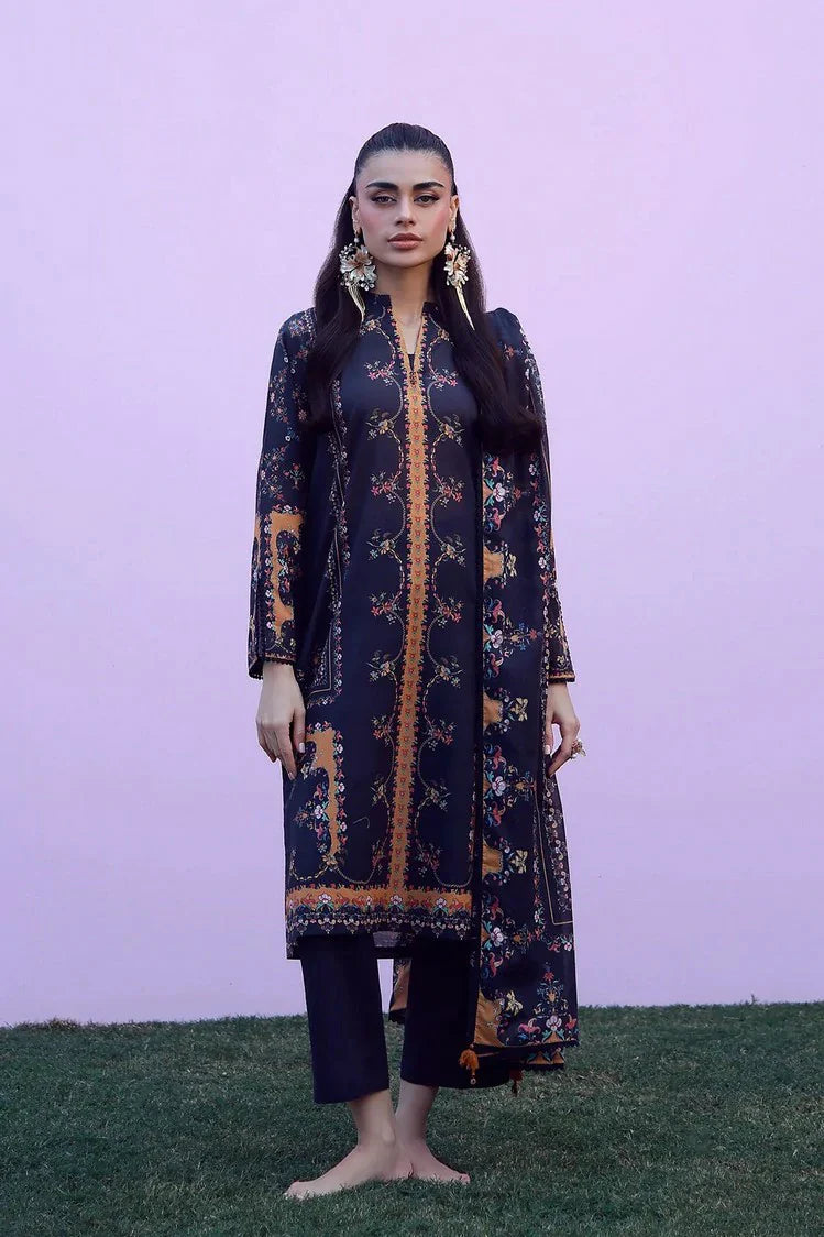 Sahar - Mirha Printed Lawn Collection - SS1-26-13-Midnight Jardin - Unstitched