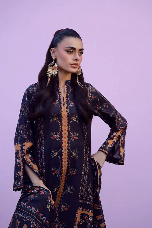 Sahar - Mirha Printed Lawn Collection - SS1-26-13-Midnight Jardin - Unstitched