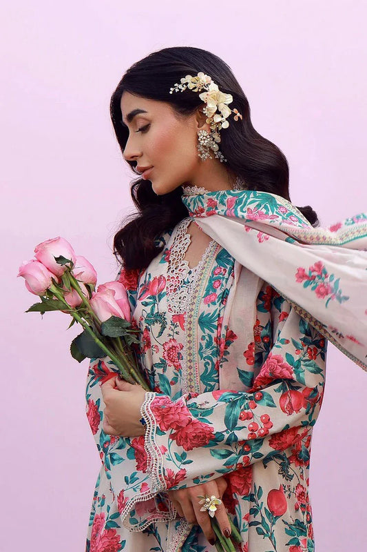 Sahar - Mirha Printed Lawn Collection - SS1-26-16-Ivory Bloom - Unstitched
