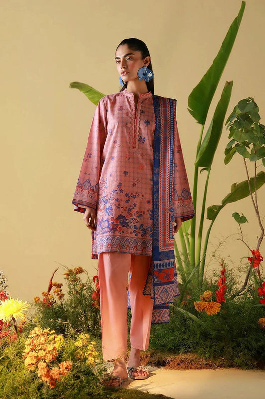 Sahar - Mirha Printed Lawn Collection - SS1-26-18-Blush Cobalt - Unstitched