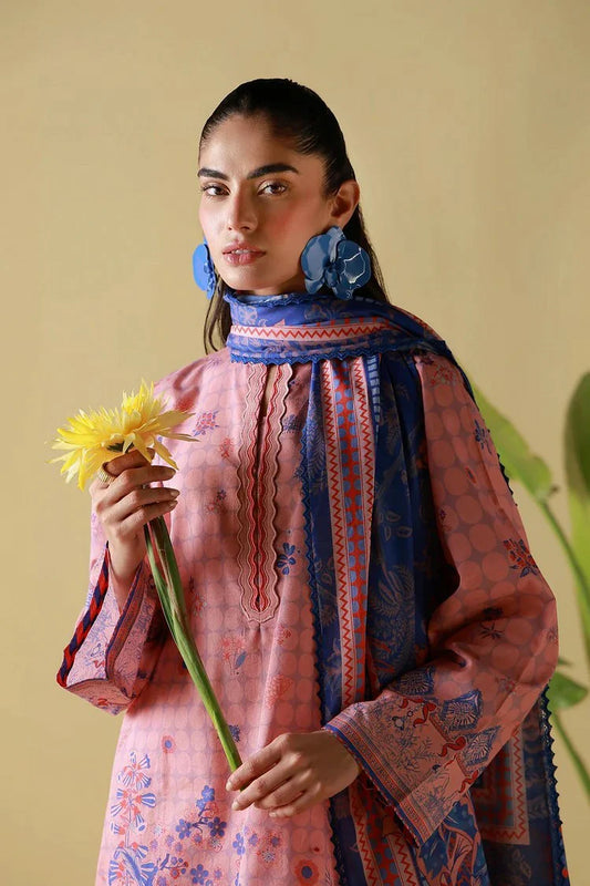Sahar - Mirha Printed Lawn Collection - SS1-26-18-Blush Cobalt - Unstitched