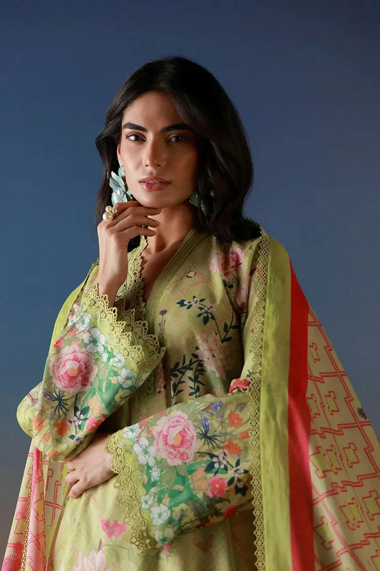 Sahar - Mirha Printed Lawn Collection - SS1-26-01-Olive Petal - Unstitched