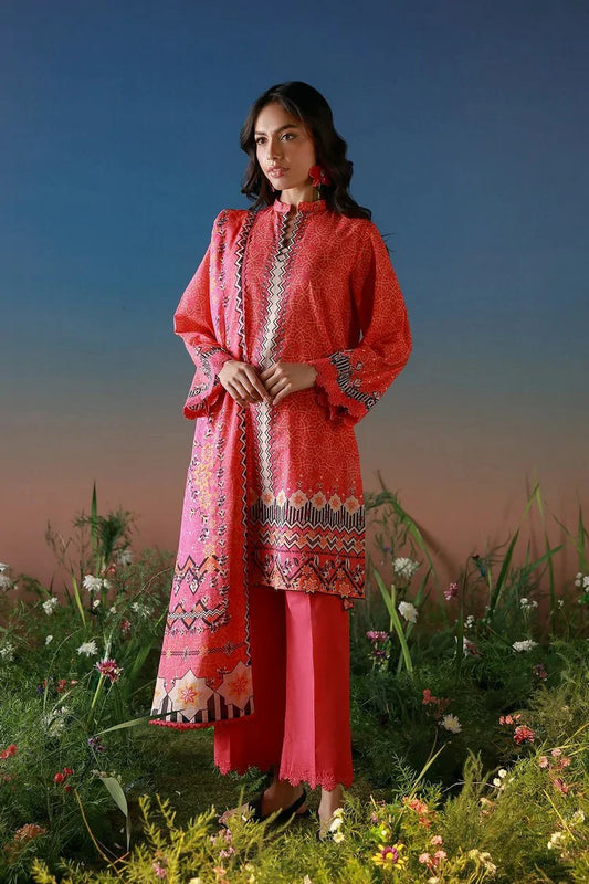 Sahar - Mirha Printed Lawn Collection - SS1-26-20-Scarlet Tapestry - Unstitched
