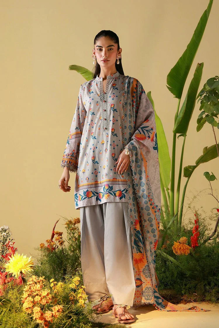 Sahar - Mirha Printed Lawn Collection - SS1-26-21-Silver Mosaic - Unstitched