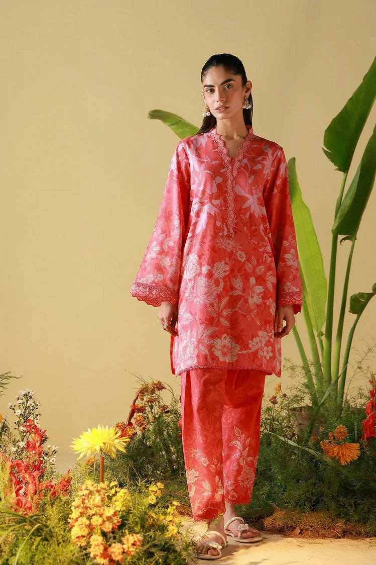 Sahar - Mirha Printed Lawn Collection - SS1-26-28-Coral Peony - Unstitched