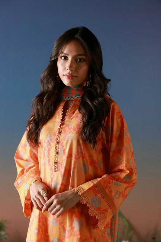 Sahar - Mirha Printed Lawn Collection - SS1-26-02-Amber Petals - Unstitched