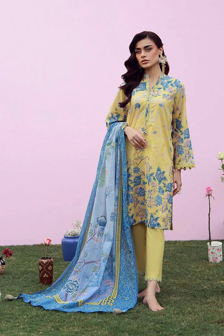 Sahar - Mirha Printed Lawn Collection - SS1-26-03-Butter Swirl - Unstitched