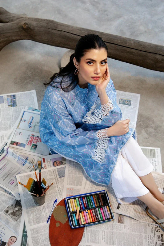 Sahar - Mirha Printed Lawn Collection - SS1-26-33-Sky Lattice - Unstitched