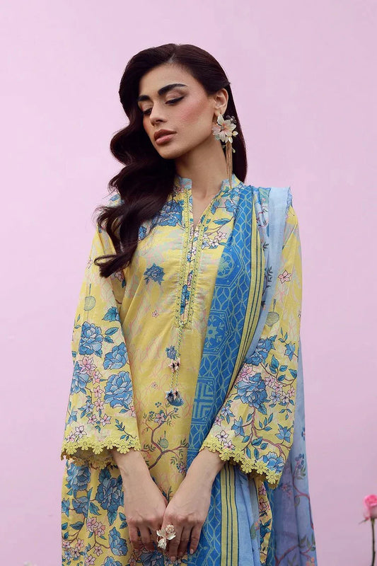Sahar - Mirha Printed Lawn Collection - SS1-26-03-Butter Swirl - Unstitched