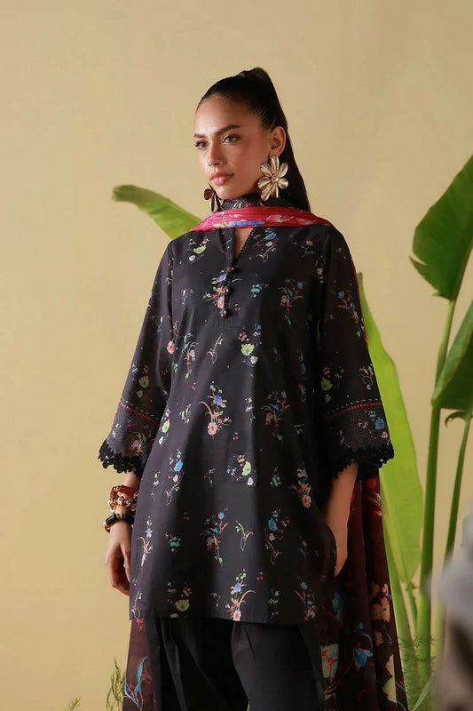 Sahar - Mirha Printed Lawn Collection - SS1-26-08-Obsidian Flora - Unstitched