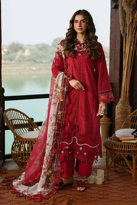 Picture of Sardinia - Festive Lawn - 1604-B POPPY - Unstitched - Available at Raja Sahib