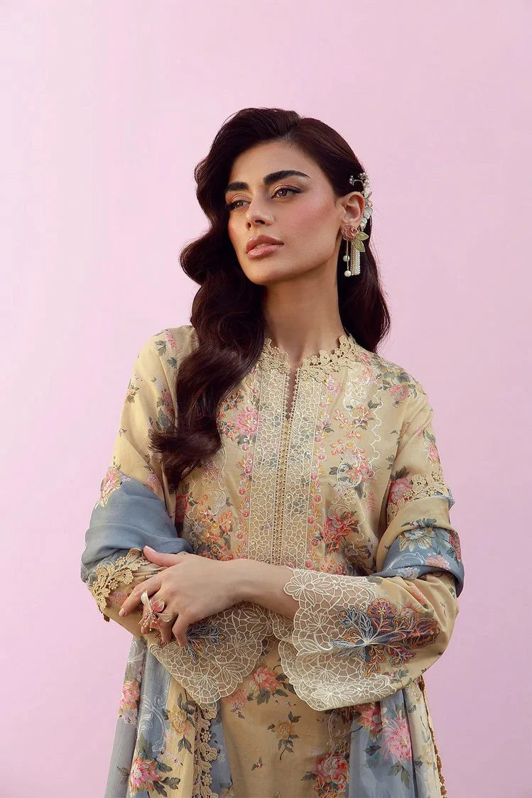 Picture of Sahar - Mirha Embroidered Printed Lawn Collection - SS1-26-37-Rose Crème - Unstitched - Available at Raja Sahib