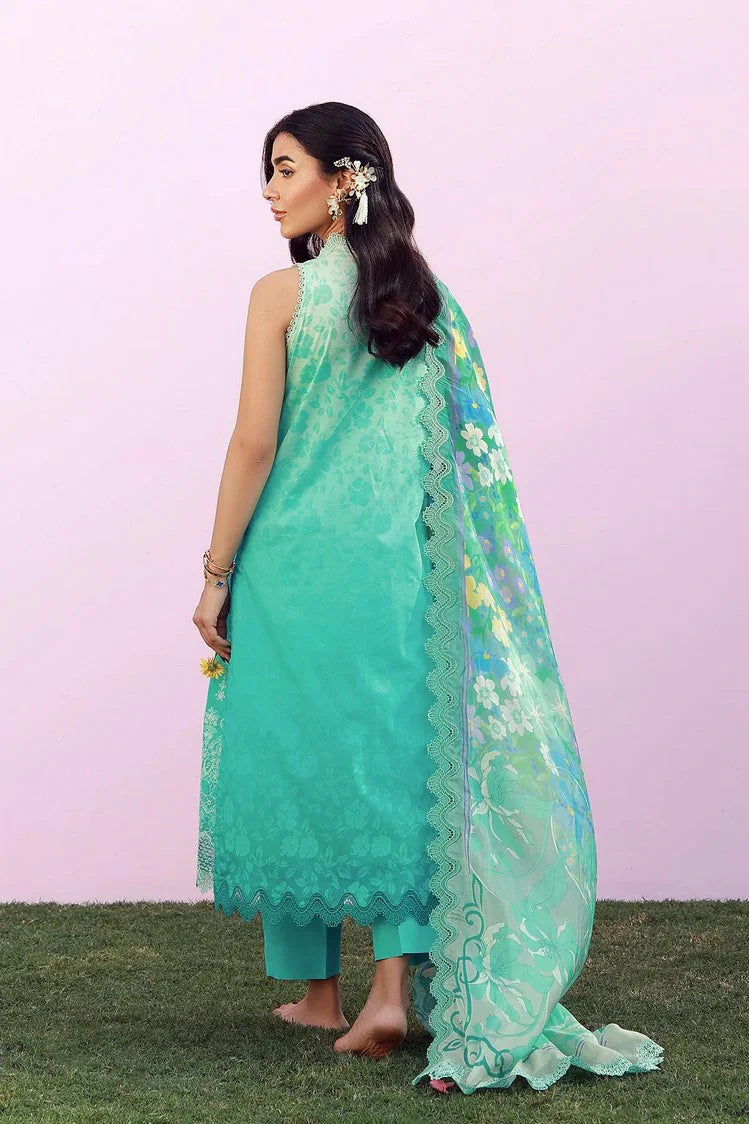 Picture of Sahar - Mirha Embroidered Printed Lawn Collection - SS1-26-43-Turquoise Drift - Unstitched - Available at Raja Sahib