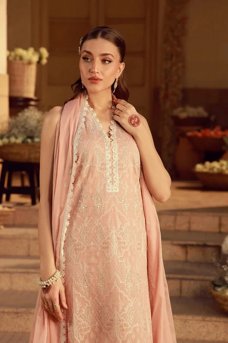 Picture of Sahar - Festive Chikankari Edit - CK-26-V2-01-Peach Blosoom Muse - Unstitched - Available at Raja Sahib