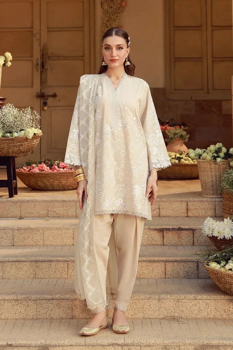 Picture of Sahar - Festive Chikankari Edit - CK-26-V2-04-Ivory Mirage - Unstitched - Available at Raja Sahib