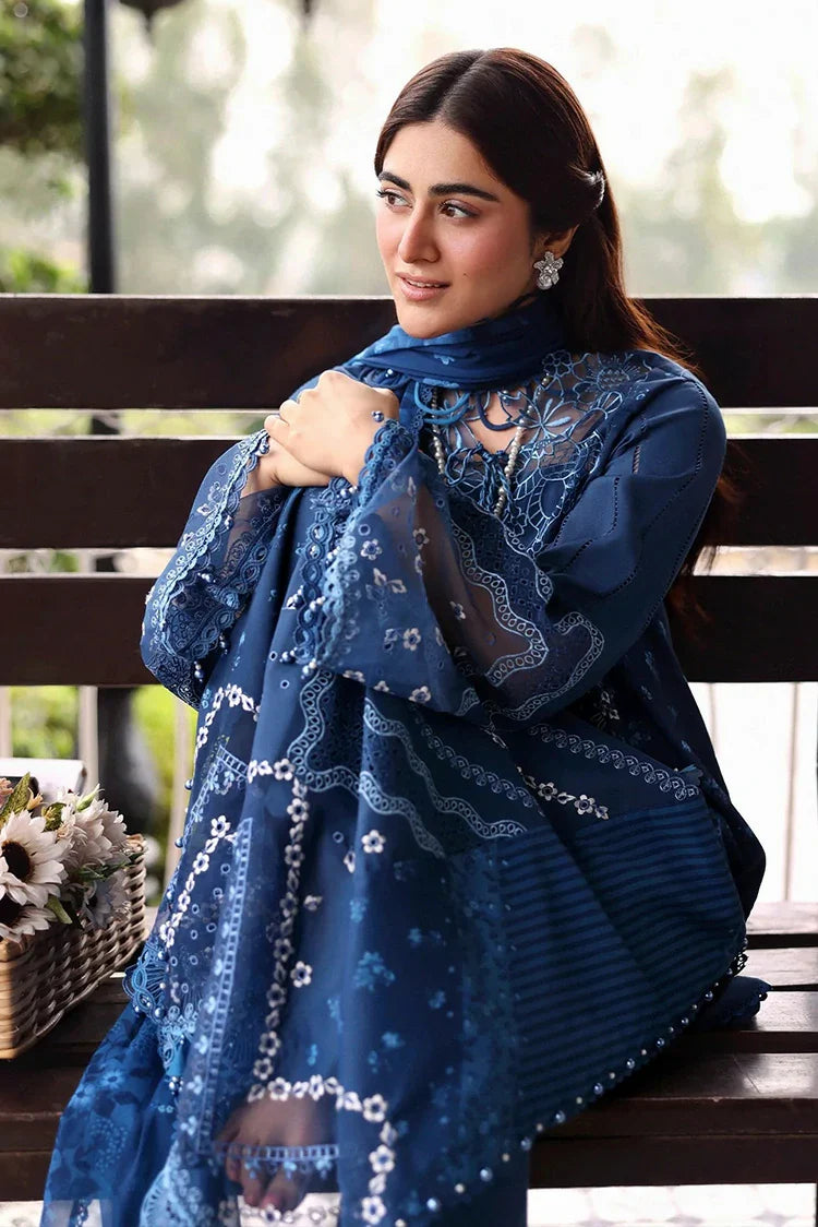 Picture of Sardinia - Embroidered Lawn Eid Edit - 06-TERRACE BLUE - Unstitched - Available at Raja Sahib