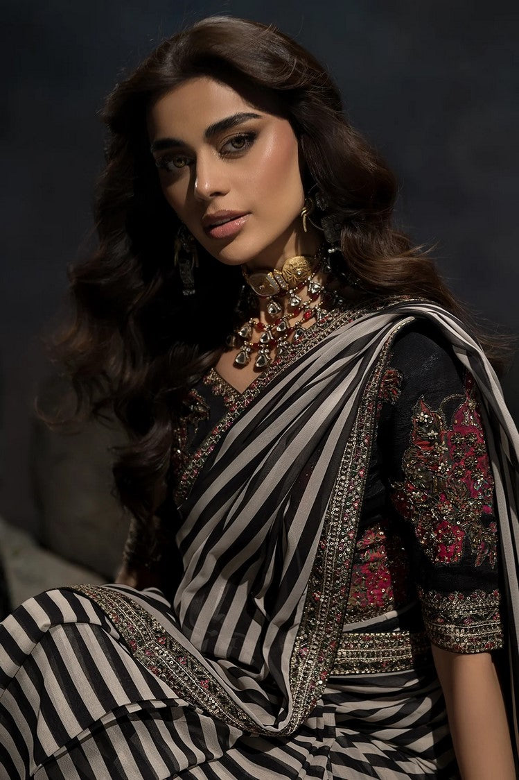 Picture of Charizma - Seher Premium Hand Work & Embroidered Formal Chiffon Saree Collection Vol 1 - CSS6-01 - Unstitched - Available at Raja Sahib