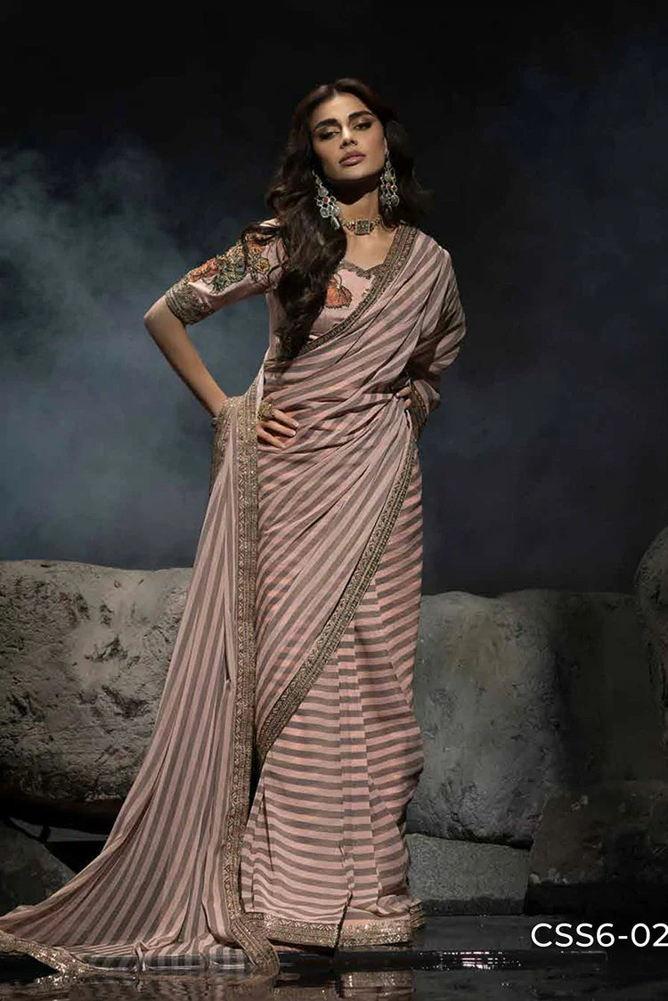 Charizma - Seher Premium Hand Work & Embroidered Formal Chiffon Saree Collection Vol 1 - CSS6-02 - Unstitched