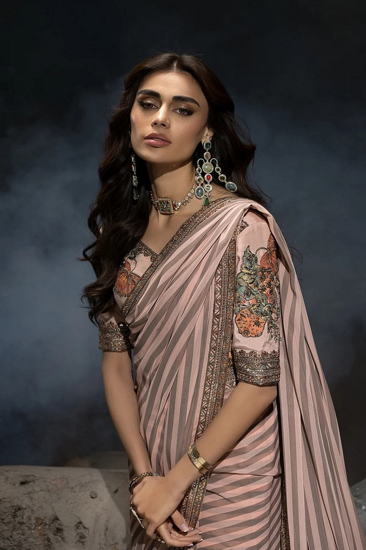 Picture of Charizma - Seher Premium Hand Work & Embroidered Formal Chiffon Saree Collection Vol 1 - CSS6-02 - Unstitched - Available at Raja Sahib