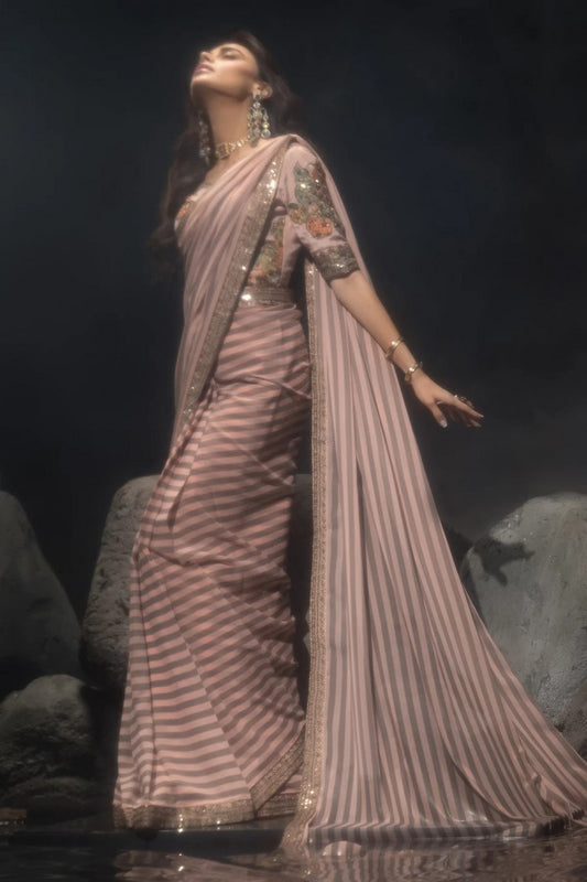 Picture of Charizma - Seher Premium Hand Work & Embroidered Formal Chiffon Saree Collection Vol 1 - CSS6-02 - Unstitched - Available at Raja Sahib