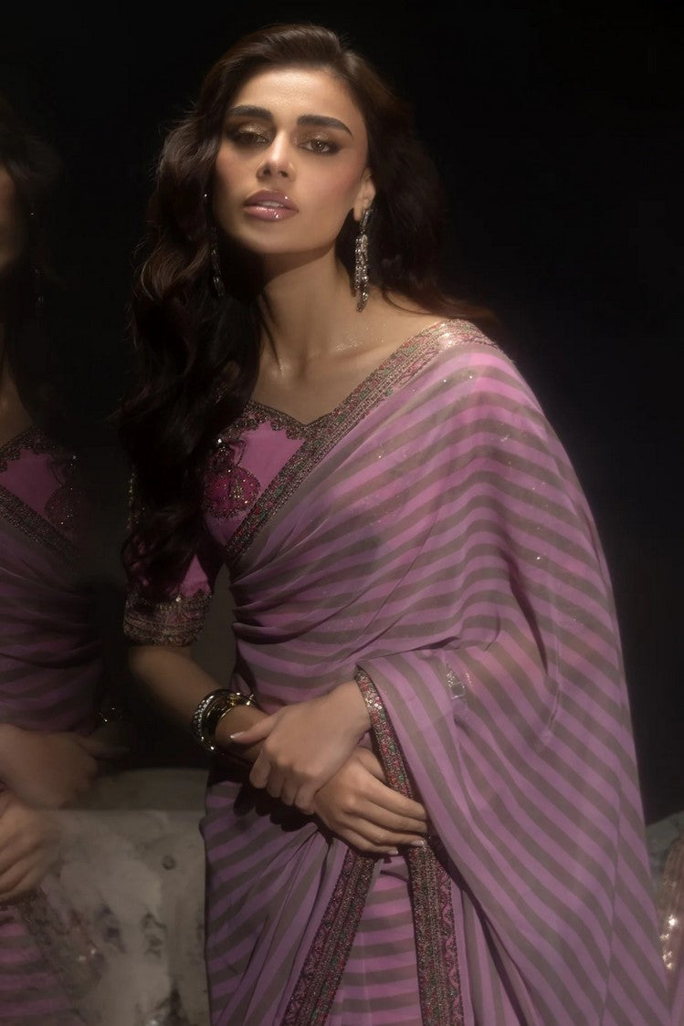 Picture of Charizma - Seher Premium Hand Work & Embroidered Formal Chiffon Saree Collection Vol 1 - CSS6-03 - Unstitched - Available at Raja Sahib