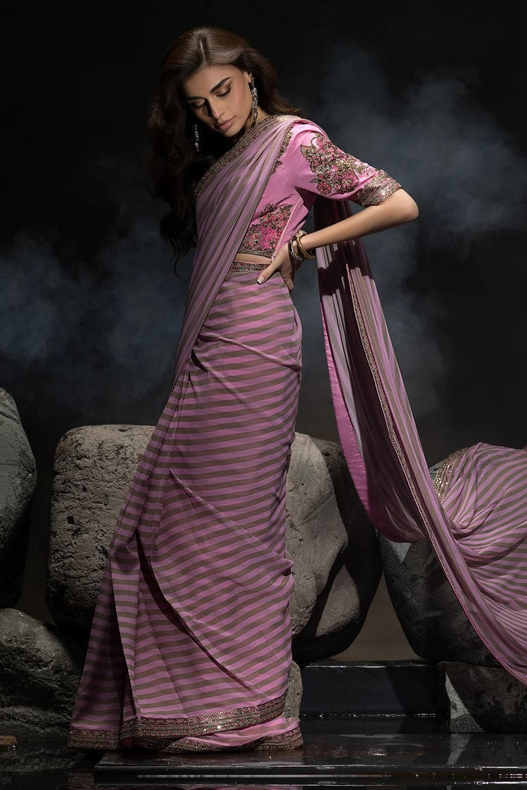 Picture of Charizma - Seher Premium Hand Work & Embroidered Formal Chiffon Saree Collection Vol 1 - CSS6-03 - Unstitched - Available at Raja Sahib