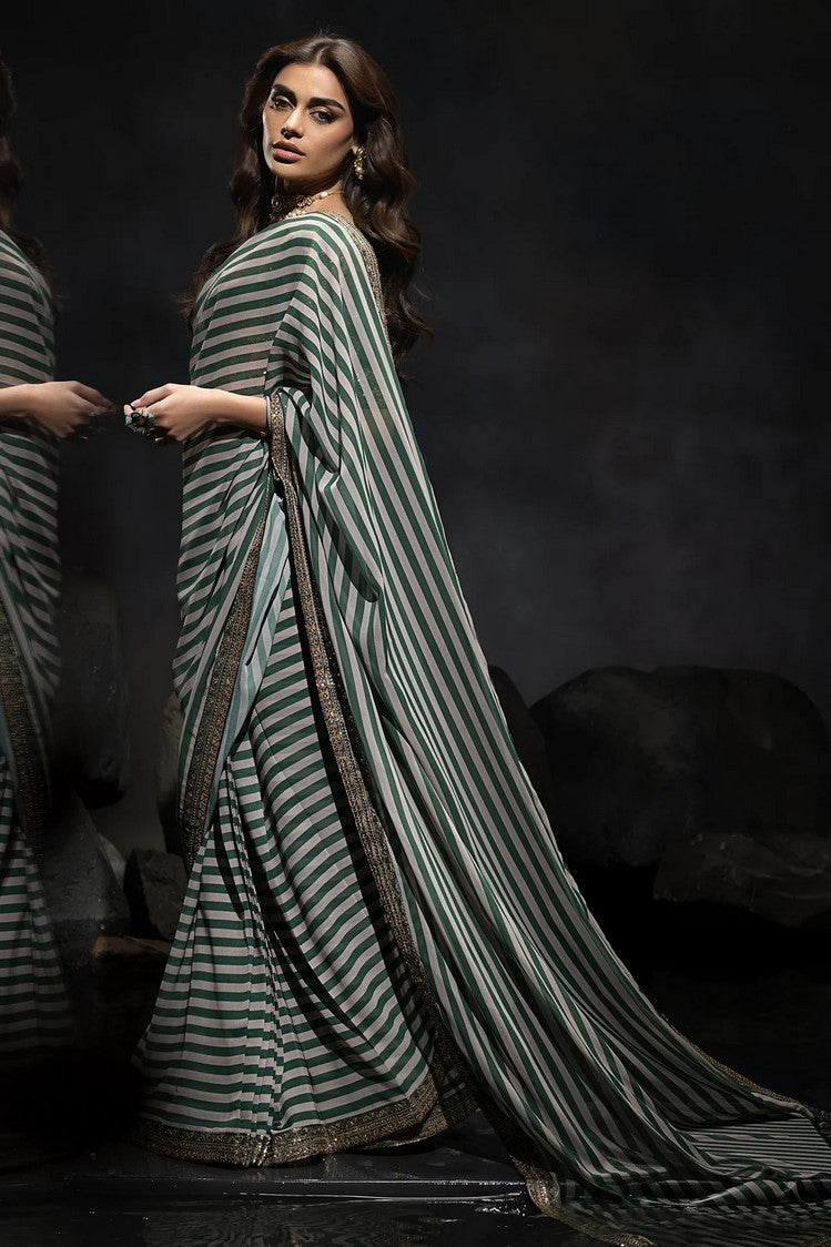 Picture of Charizma - Seher Premium Hand Work & Embroidered Formal Chiffon Saree Collection Vol 1 - CSS6-04 - Unstitched - Available at Raja Sahib