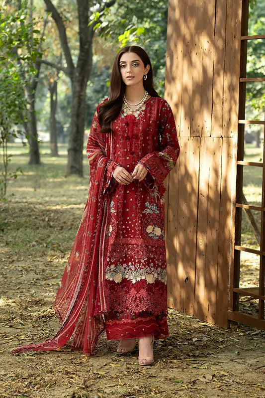 Picture of Elaf - Chikankari Prints With Chiffon Dupatta - ERC-1B MARJAAN - Unstitched - Available at Raja Sahib